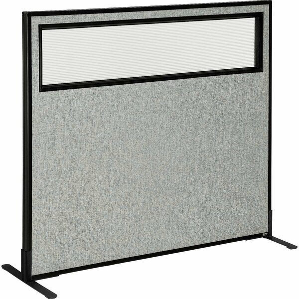 Interion By Global Industrial Interion Freestanding Office Partition Panel with Partial Window, 48-1/4inW x 42inH, Gray 694755WFGY